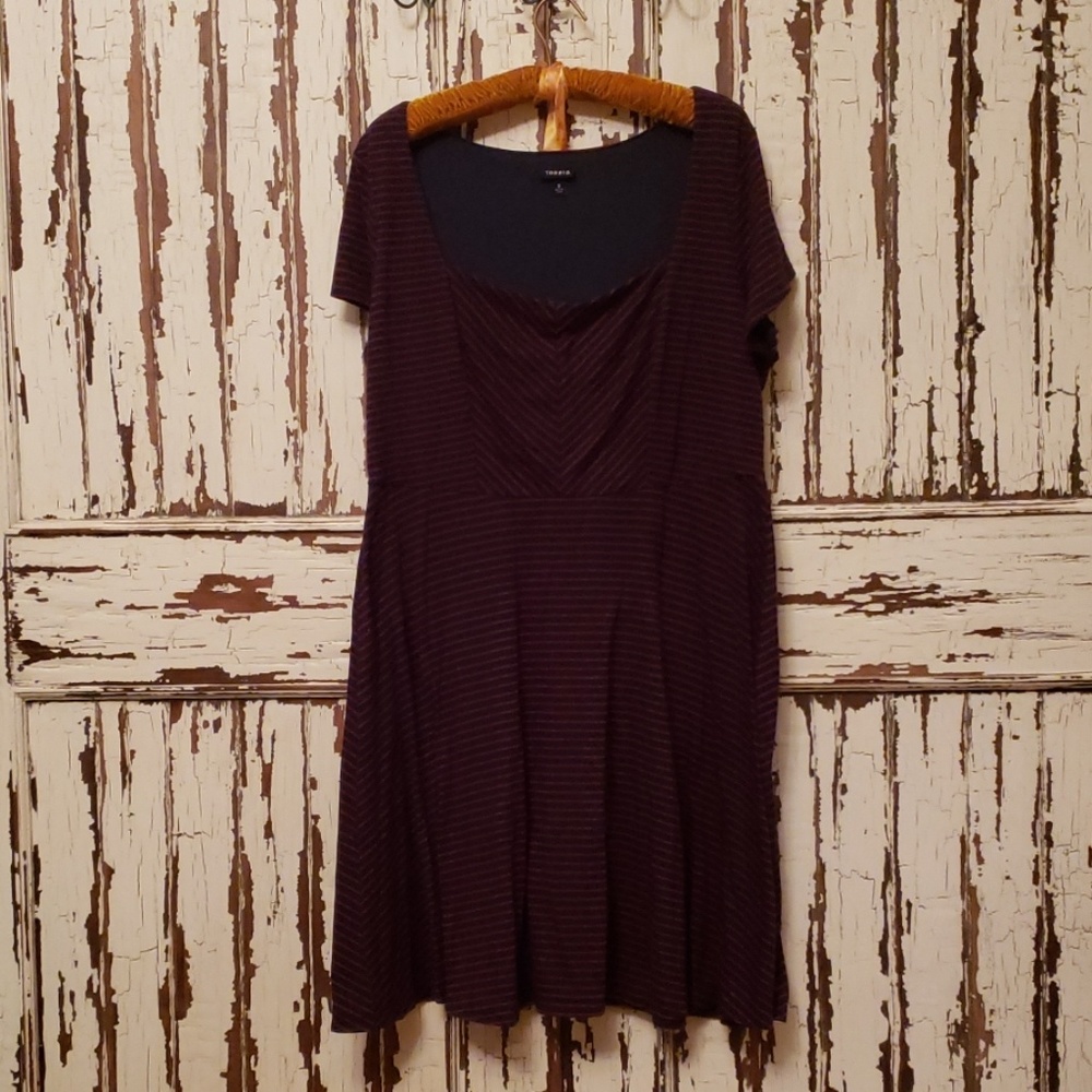 Navy and red striped dress